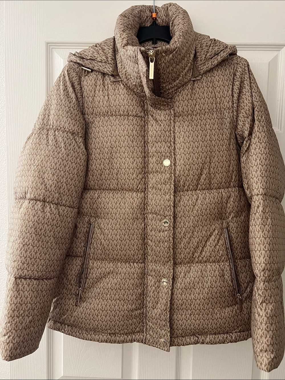 Michael Kors Beige Monogram Puffer Jacket - Women